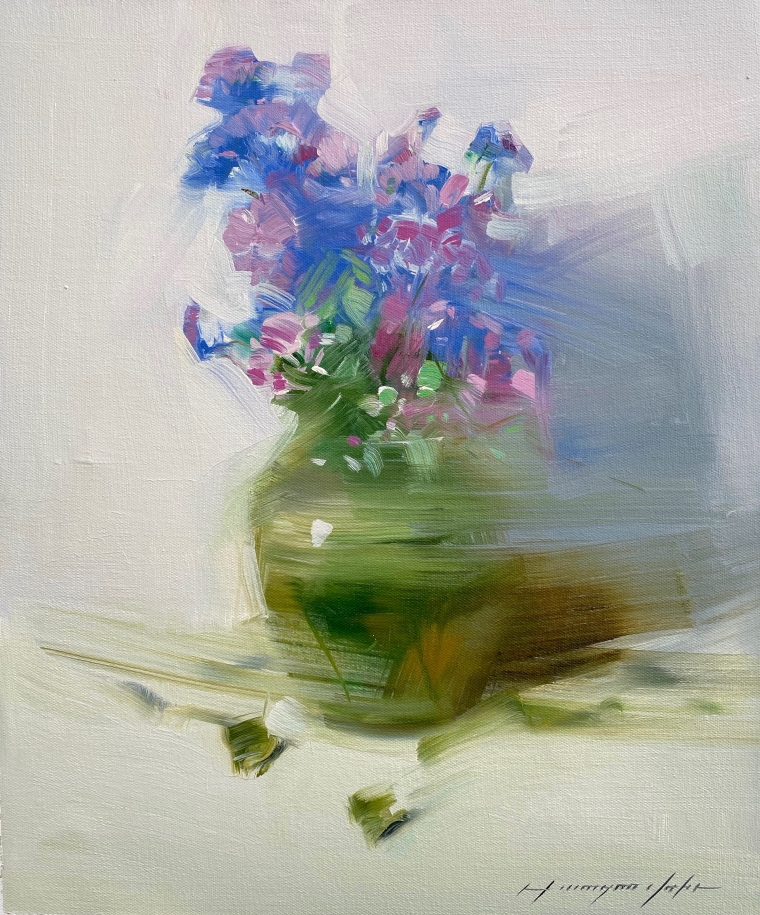 Vase of Flowers, Original oil Painting, Handmade artwork, One of a Kind                 